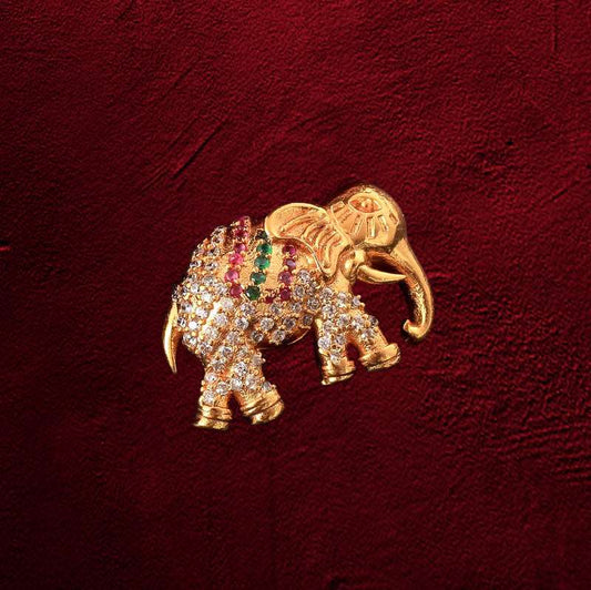 Gold Plated Elephant Saree Pin