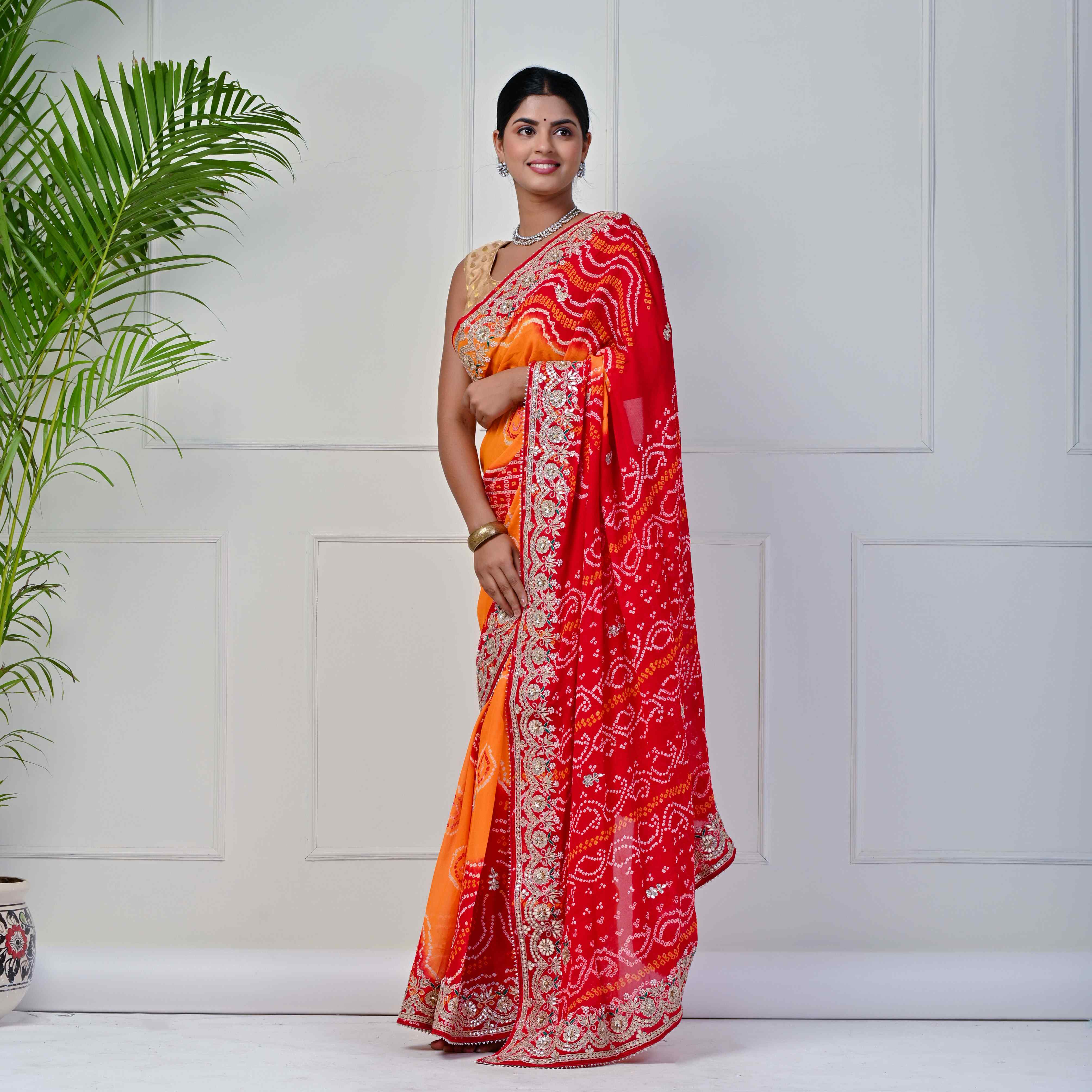 pure georgette bandhani sarees online | 15587902 | Heenastyle