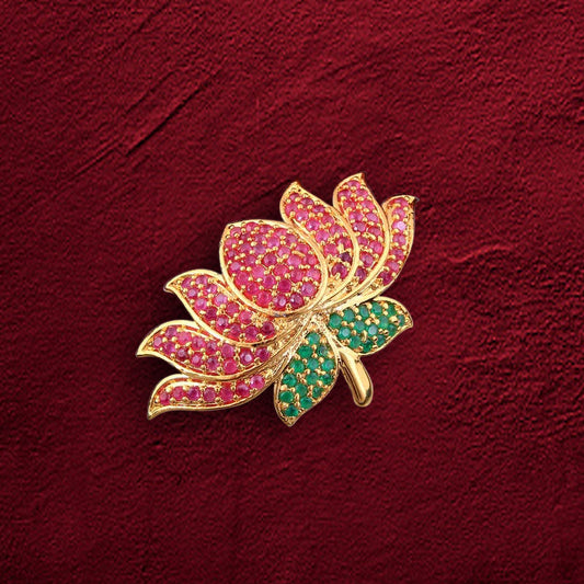 Gold Plated Lotus Saree Pin